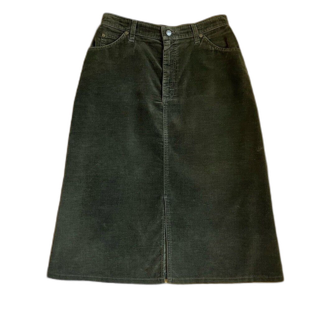 LEE Vintage Green Midi Cord Skirt Size Med